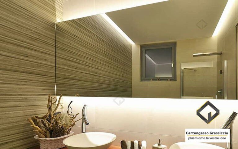 Interior design bagno | Illuminazione strip led | Cartongesso Grassiccia